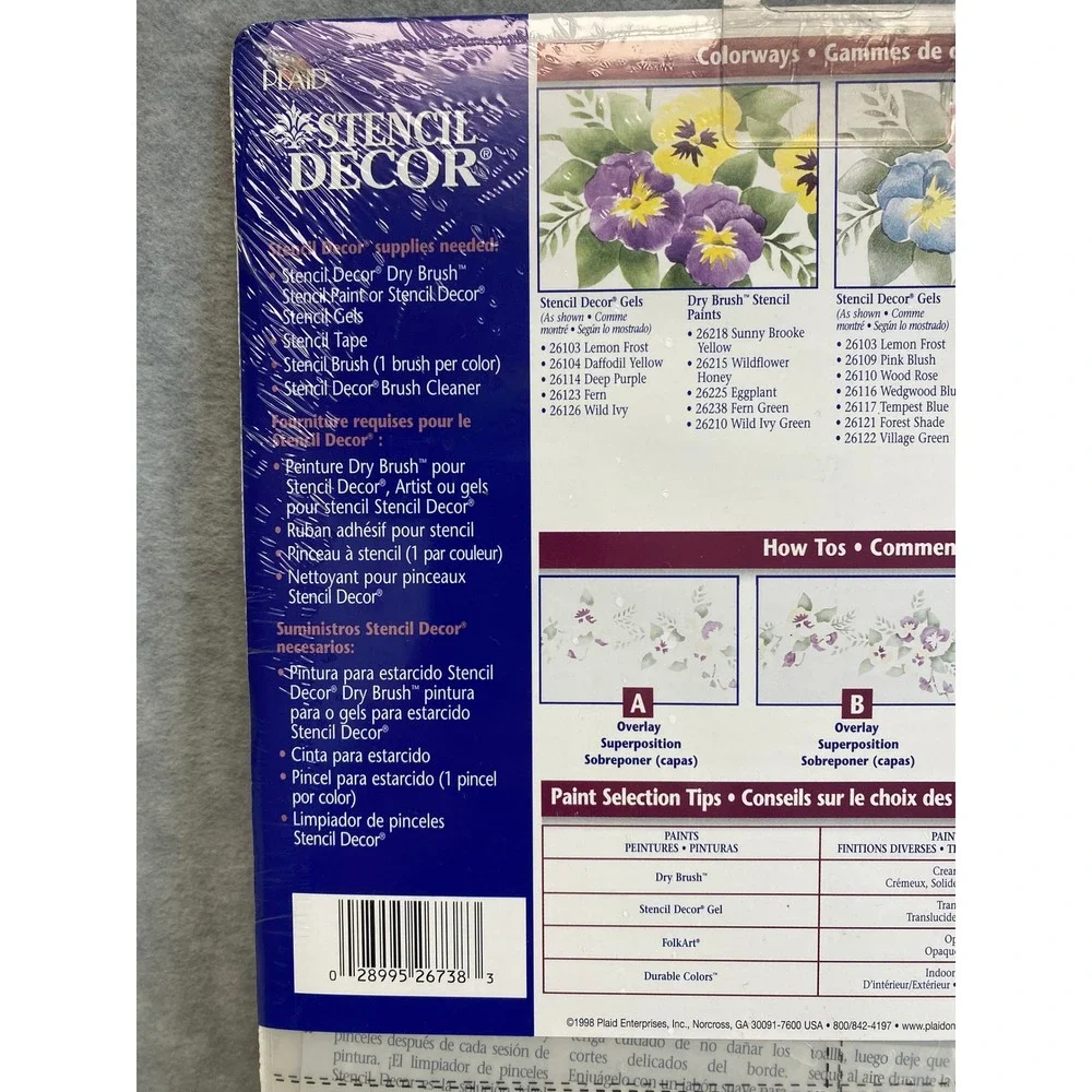Plaid Stencil Decor Multi Layer Border Stencil Pansy Blossoms 4‎ Sheets